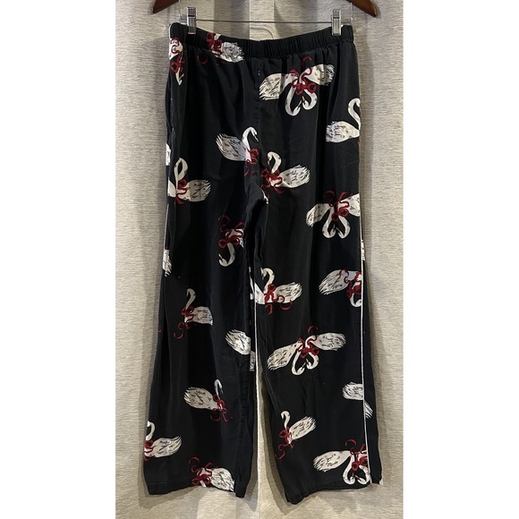 Victoria Secret Pajama Set Black Swan Print Long Sleeve Top & Pants Women's L - Picture 9 of 10